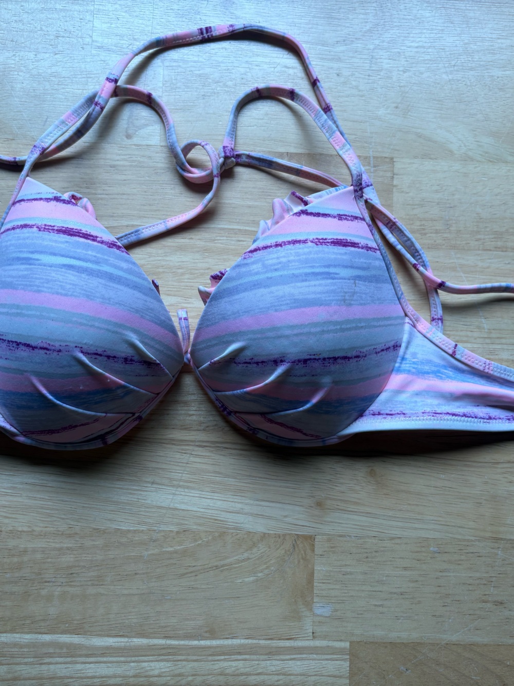 Victoria's Secret Pink & Purple Striped Halter Push-Up Bikini Top